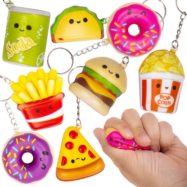 ArtCreativity Mini Squish Fast Food Toys, Set of 8, Slow-Rise Stress Relief Toys for Kids in Assorted Food Designs, Mini Fidget Toys for Sensory Play, Party Favors, Goodie Bag Fillers for Boys & Girls