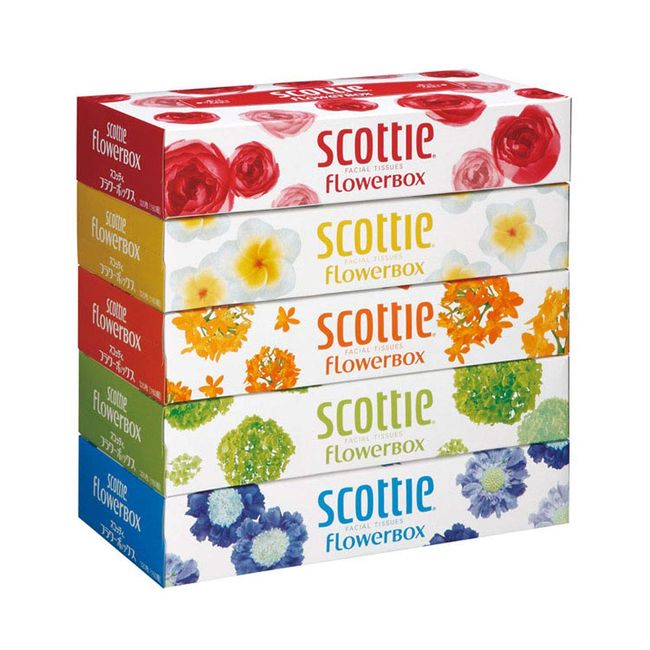 Scottie Tissue Flower Box, 320 Sheets (160 Pairs), 5 Boxes