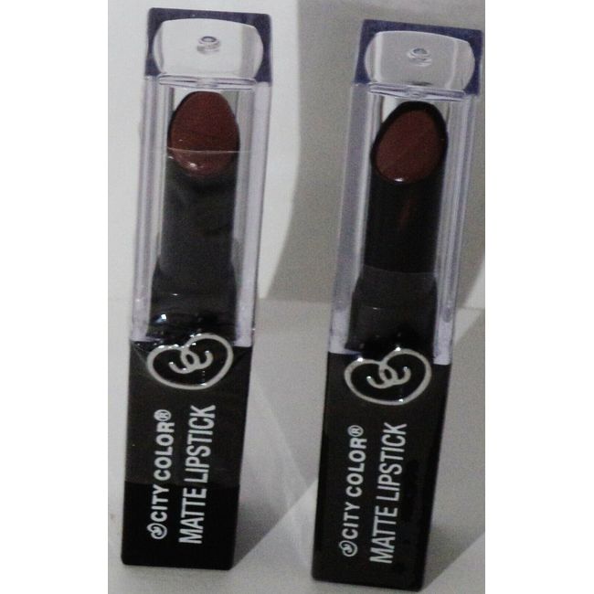 2 City Color MATTE Lipstick Lipcolor RASIN #12 Full Size SEALED