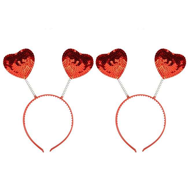 MFUOE 2 Pack Valentine's Day Headband Sequin Heart Headband Boppers Hair Accessories