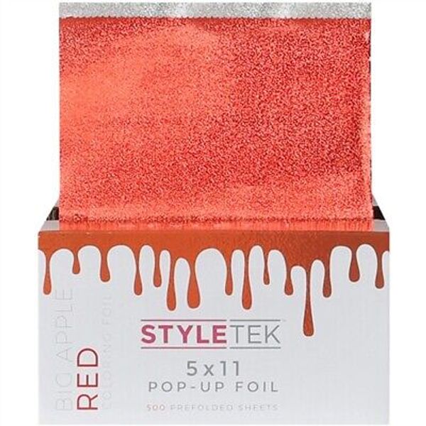 CO-000568 SALON BEAUTY STYLETEK COLORING FOIL SHEET 5x11 500 PC BIG APPLE RED