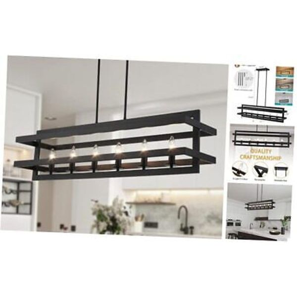 Chandeliers Rectangle Pendant Lights Kitchen Island Farmhouse 41 inch Black