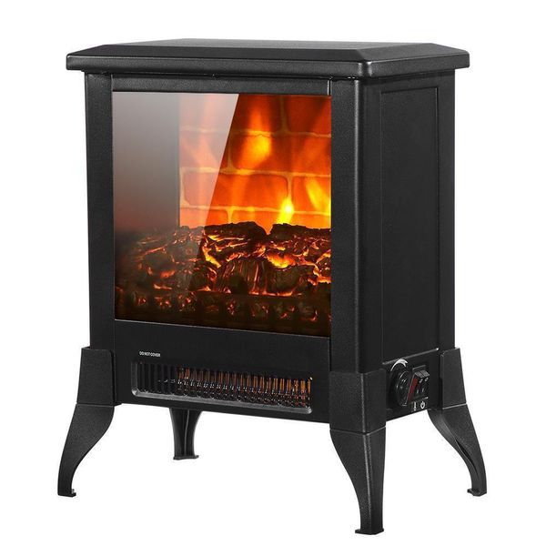 Freestanding Space Heater with Realistic Flame Effect 1400W Portable Fireplace