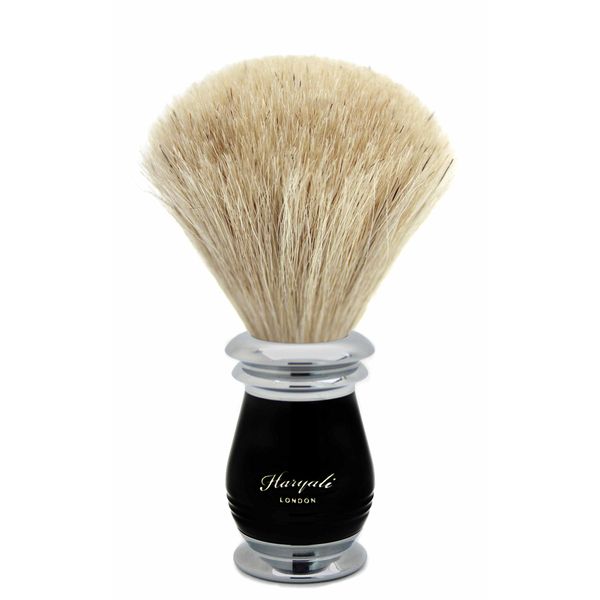 Pure White Hair Shaving Brush for Men's with Newly Designed Handle in Black & Metal Color Comes in a Very Specially Designed Box. Christmas Gifts for Men