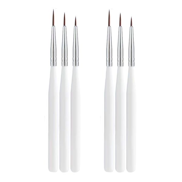 6 Pcs Nail Art Brushes Fine Nail Art Brush Fine Liner Nail Art Brush Striping Brush Nail Brushes Nail Design Brushes for Long Lines Blending Short Strokes Sizes