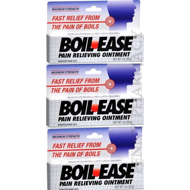 Boil-Ease Ointment Maximum Strength 1oz ( 3 Pack ) PHARMACY FRESH! ^