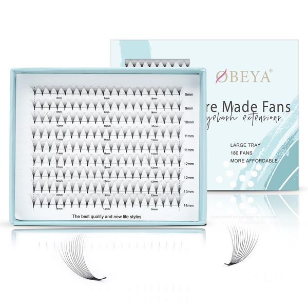 12D Pre Made Fan Eyelash Extensions 0.05 D Curl 9-14mix Eyelash Extensions Pre Made Fans Long Stem Premade Lash Fans by Obeyalash (12D 0.05 D Curl 9-14mix)