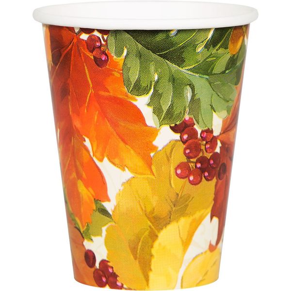 Elegant Leaves 9 Ounce Paper Cups