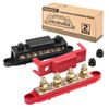 Power Distribution Block Bus Bar, 4 X 3/8" Posts, 6 X #8 Screws Terminals, Max 4