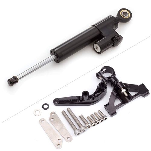 PROCNC Motorcycle CNC Aluminum Steering Damper Stabilizer Mounting Bracket Kit Fit for Kawasak.i Ninj.a ZZR1400 ZX14 2006-2012 Ninj.a ZX14R ZZR1400 2006-2020 (Black+Black)