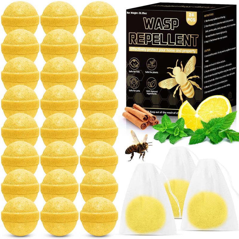 24 Pack Bee and Wasp Repellent - Natural Peppermint Oil Wasp Repellent