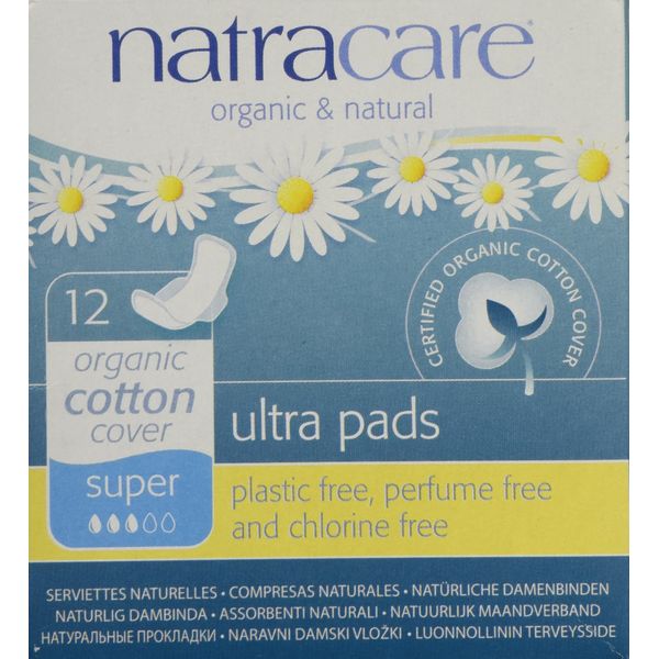Natracare Pads Ultra Super Wings, 12 ct