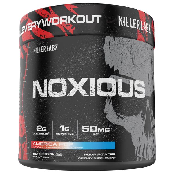 Noxious Extreme Nitric Oxide Booster Pump Pre-Workout Powder | Endurance and Muscle Building | 30 Servings (America Pop)