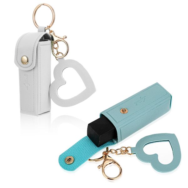 2 Pack Chapstick Holder Lipstick Holder Lip Balm Holder Keychain Chapstick Keychain Holder Lip Stick Case Keychain PU Leather Portable Lipstick Pouch with Metal Key Ring for Travel