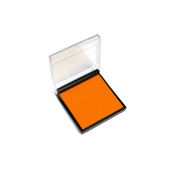 New Washable Ink Stamp Pads - 7cm x 7cm with lid for Easy Storage (Orange)