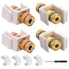 Xiatiaosann Banana Plug Keystone Jack Insert, Audio Speaker Keystone Connector Black & Red Ring Screw Type for Inline Coupler Binding Post Insert, Blank Keystone Jack Insert, Screwdriver (9pcs)