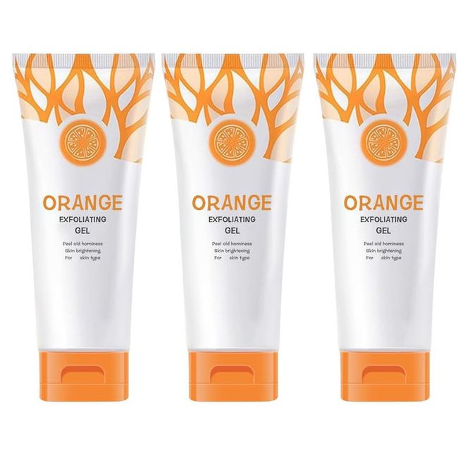 3 Pcs Orange Exfoliating Gel Scrub Face Body Skin Peeling Gel Face Scrub Deep Cleansing Moisturizing Facial Exfoliator 50g