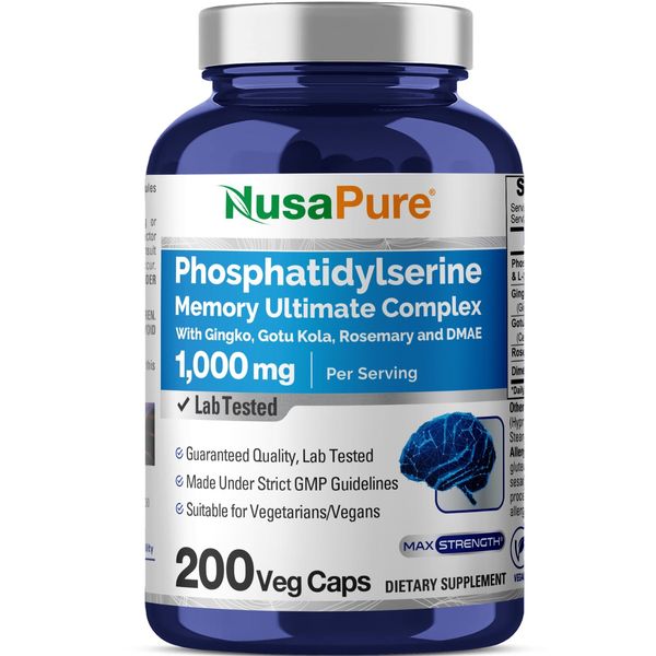 NusaPure Phosphatidylserine Memory Ultimate Complex 1000mg 200 Vegetarian Caps