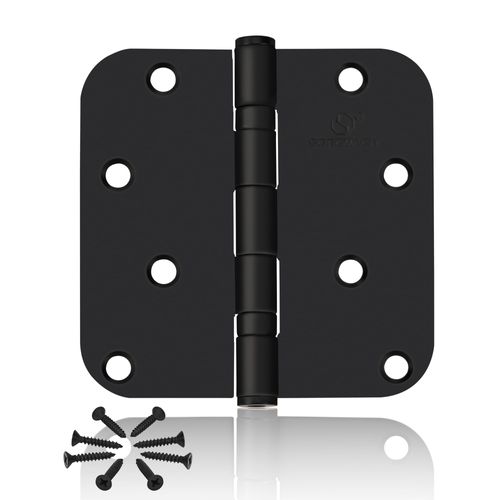 304 Stainless Steel 4 Inch Matte Black Door Hinges 5/8" Radius Corners Interior Hinges 4'' Ball Bearing Door Hinges- 3 Pack