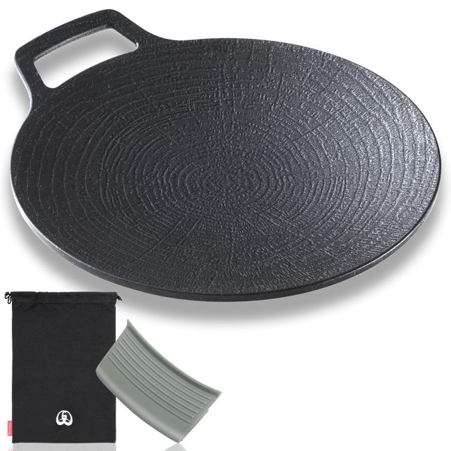 JHQ Multi-Griddle Iron Plate, Genuine Product, 7.5 inches (19 cm), Compatible with Gas, Bonfire, Direct Fire, Handle Cover, Storage Bag Included, Lightweight, No Seasoning Required, Outdoor Camping,