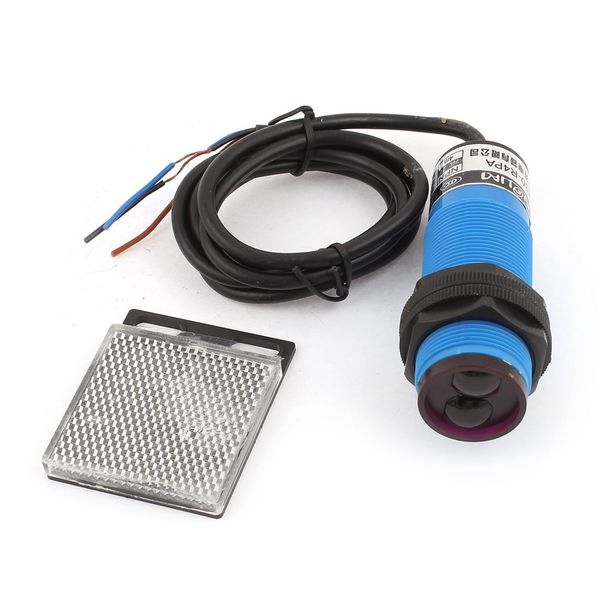 sourcing map E30-R4PA PNP 3-Drähte 1-4m Sensor Lichtschranke 10-36V DC w Reflektor DE de