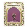 First Communion Lapel Pin Brooch - Silver Chalice with Gems 8711