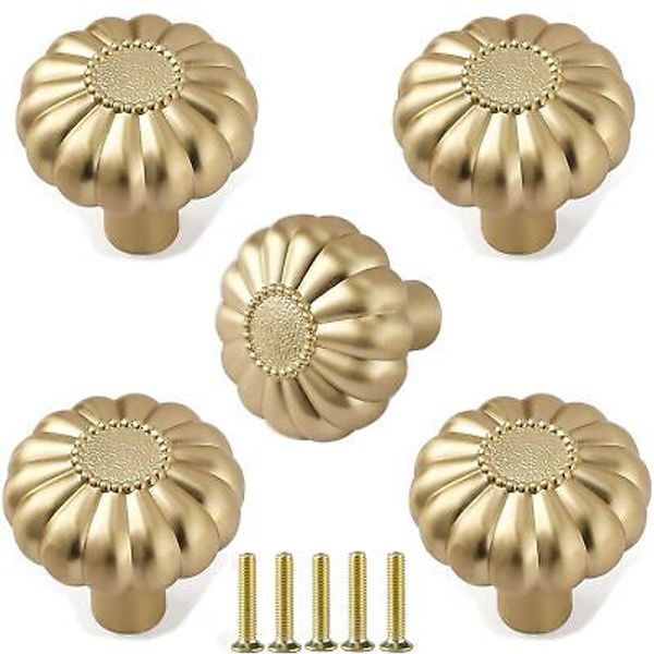 Classic Brushed Gold Cabinet Knobs Shiny Brass Kitchen Cabinet Knobs Round Go...