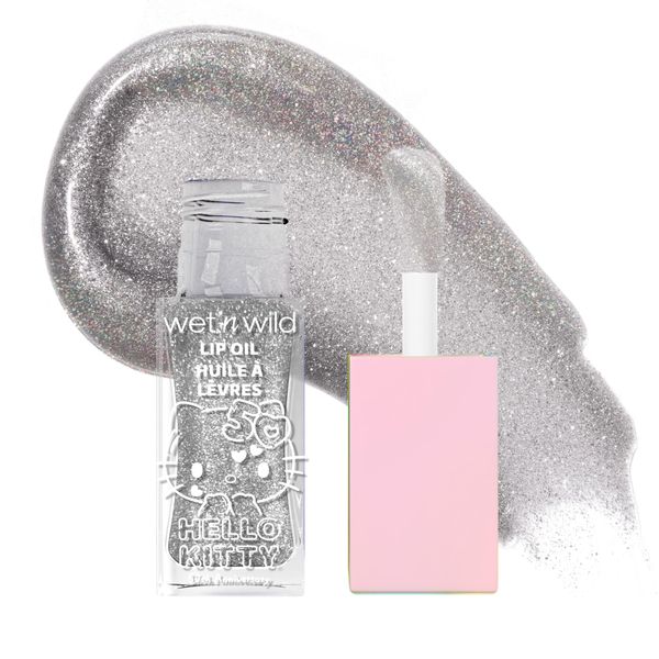 wet n wild Hello Kitty Glitter Lip Oil, New 10 Oil Infused Formula, Warm Apple Pie Lightly Scented, Sparkly Bold Colors, Cruelty-Free & Vegan - Diamond Bow