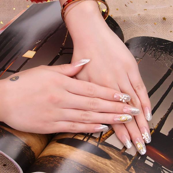 Wedding Nails, Handmade Nails, Rhinestone Ribbon Sparkling, Full Tip, Simple, Double Sided Adhesive Tape, Set of 24, Photos, Receptions, Parties, After-Parties, School Entrance Ceremonies, Graduations, Kindergarten Entrance Ceremonies, Wedding Nails