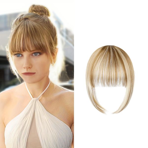 FFWTPY Haarschmuck Bangs Clip Remy Echthaar Fringe mit Schläfen One Piece Haarteil Extensions Natürliche Bang with Tempel Haarteile Haarverlängerung für Frauen