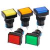 Baomain 5/8" 16mm Push Button Switch Latching Rectangular Cap LED Lamp Red Yellow Orange Blue Green Light DC 12V SPDT 5 Pin 5 Pack