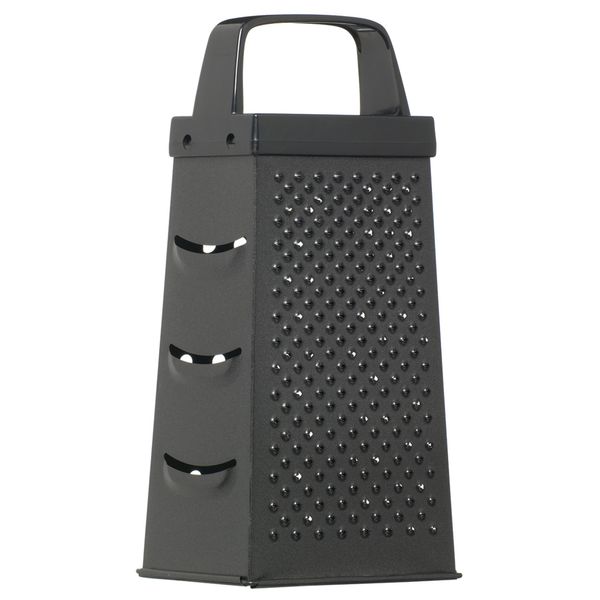 KitchenCraft KCGRATERNS Non Stick Cheese Grater, 4 Sided, Stainless Steel, Black, 22.5 x 17.5 x 10 cm