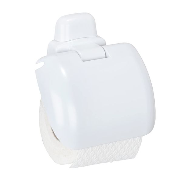 Wenko 17941100 Toilet roll Holder with lid Pure, Plastic ABS, 16 x 5 x 16 cm, White