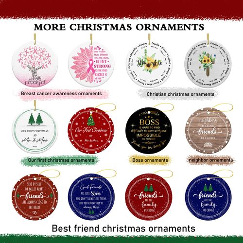 Breast Cancer Gifts for Women Breast Cancer Awareness Ornament Pink Survivor Ribbon Tree Christmas Decorations Ceramic Ornaments