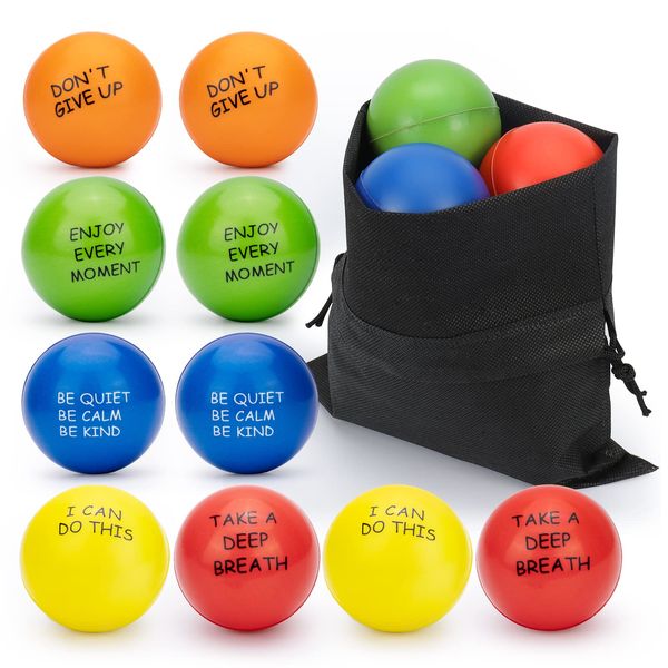 10 Pieces Motivational Stress Balls for Adults Stress Relief Balls for Kid,Giant Hand Exercise Stress Balls,Fidget Toys Relieve Anxiety-Squishy Stress Ball Pack,Manage Anger and Stress.