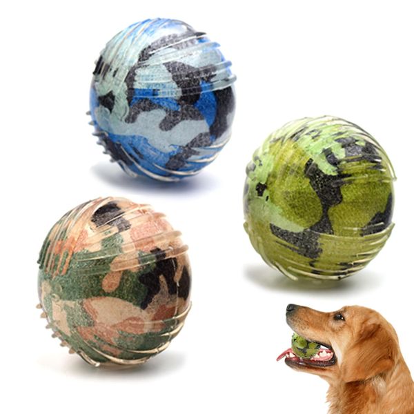 Duuclume 3PCS Durable Pet Squeaky Fetch Ball Toys,Interactive Puzzle Dog Toy for Mind Stimulate & Entertaining,Bite Resistant Squeeze Chew Toy for Puppy Teeth Cleaning,TPR Camouflage High Bouncy Ball