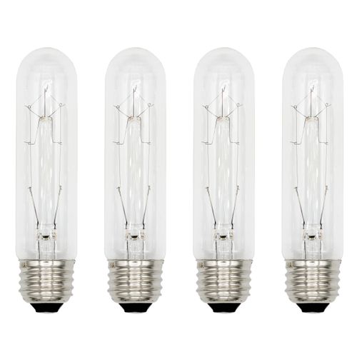 Creative Hobbies® 3090 (Pack of 4) 40T10/CL - 40 Watt T10 Clear Tubular - 120V - Medium (E26) Base - Incandescent Light Bulbs