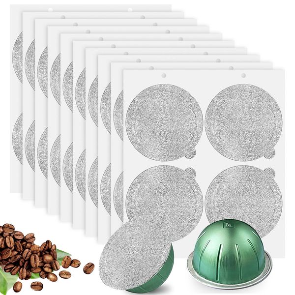 Aluminum Foils Lids to Reuse Vertuoline Capsules Coffee Pods and Refillable Pods，Compatible with Nespresso VertuoLine Machine, 64mm (100pcs)