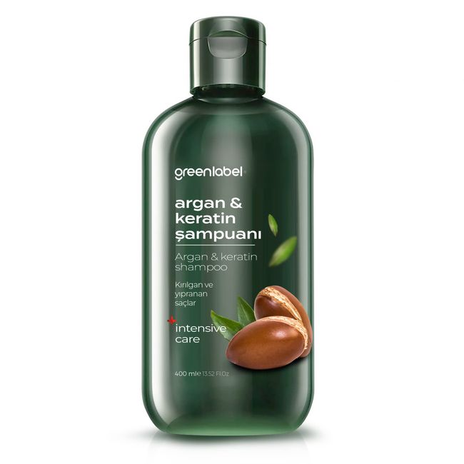 Greenlabel Argan Yağı&Keratin Şampuanı Yıpranmış ve Kuru Saçlar İçin 400 ml.