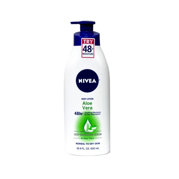 Nivea Lotion Aloe Vera 48 Hour 16.9 Ounce Pump (500ml) (2 Pack)