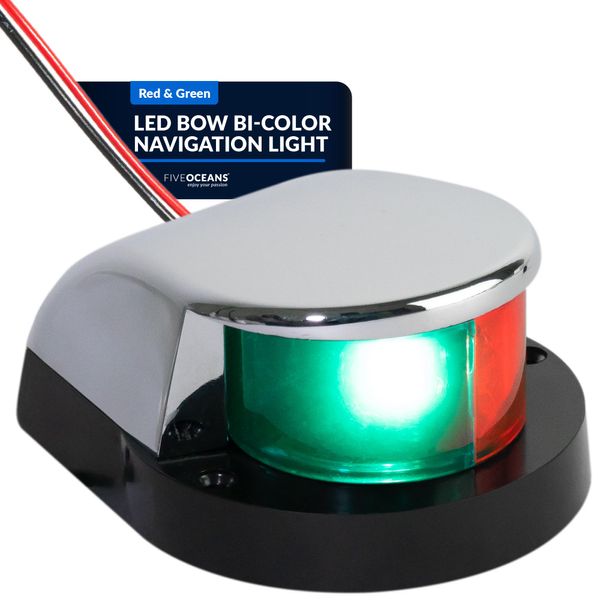 Five Oceans Boat Navigation Lights, LED Bow Light, Boat Navigation Lights Red and Green, Horizontal Mount Bi-Color Light, 12V, USCG Rules 2NM, for Pontoon, Fishing Boats, Bass Boats - FO4429