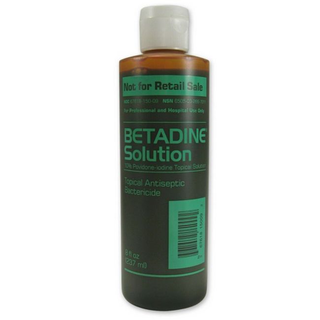 BETADINE SOLUTION 10% Povidone-Iodine 8oz Hospital Packaging ^