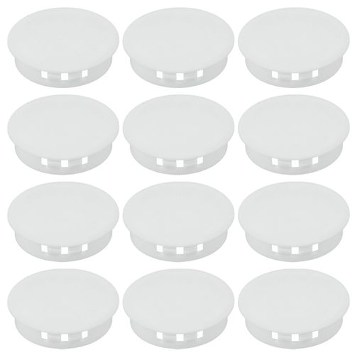 PATIKIL 42mm/1-5/8 Plastic Hole Plugs, 12 Pcs Flush Type Round Plug Snap in Locking Screw Hole Covers Insert End Caps for Furniture Cabinet Kitchen Door Shelves, White