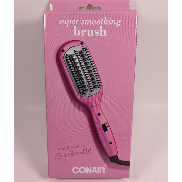 Conair Super Smoothing Brush Pink Gentle Heat, Dual Voltage, Fast Heat-Up NEW