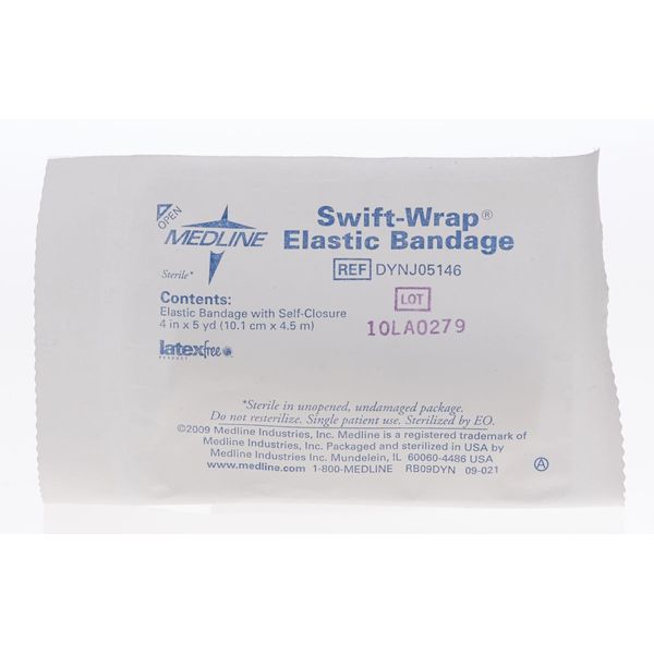 Medline DYNJ05146 Swift-Wrap Elastic Bandages, Latex Free, Sterile, 4" x 5 yard, White (Pack of 20)