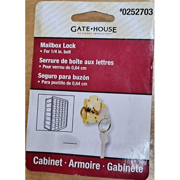 Gate House Mailbox Lock for 1/4" Bolt Brass Plated Finish #0252703