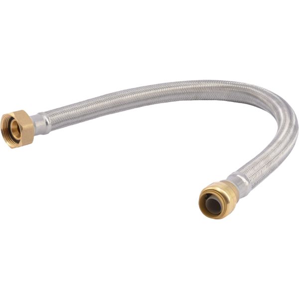 SharkBite 3/4 Inch x 1 Inch FIP x 24 Inch Stainless Steel Braided Flexible Water Softener Connector, Push To Connect Brass Plumbing Fitting, PEX Pipe, Copper, CPVC, PE-RT, HDPE, U3086FLEX24LF