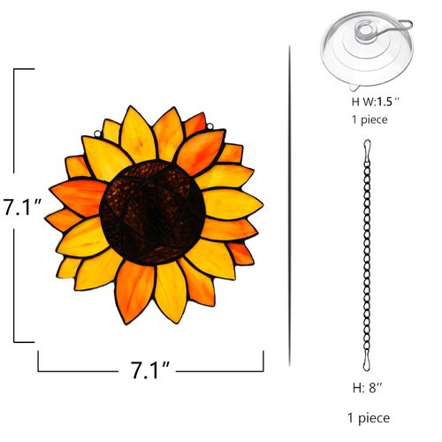 BOXCASA Sunflower Gifts Stained Glass Window Hangings,Sunflower Suncatcher Best Teacher Gifts for Women,Sunflower Decor Suncatcher for Window,Home Decor,Gift for Teacher Mother Grandma