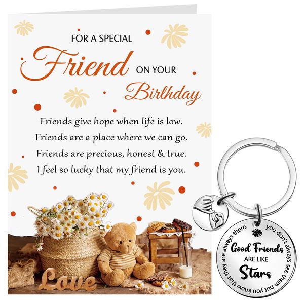 Tenare Bear Gifts Funny Friend Gifts Include Birthday Cards Cute Cards and Envelopes Funny Friendship Keyrings for Your Friends Girls Boys Birthday Gifts