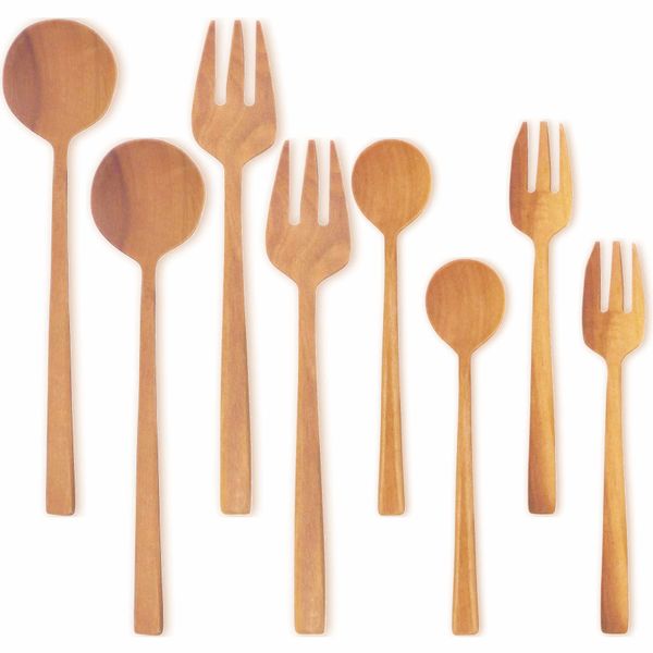 Nagao Sao Wood Dinner Cutlery Set, 8 Piece, Wood, Natural